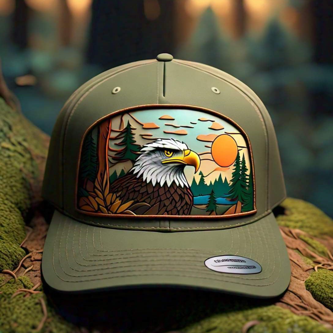 Hats-Nature & Animals.11: Eagle-Sun-Forest - Global Warming Warrior Wear, "S.P.C." A Social Purpose Corporation