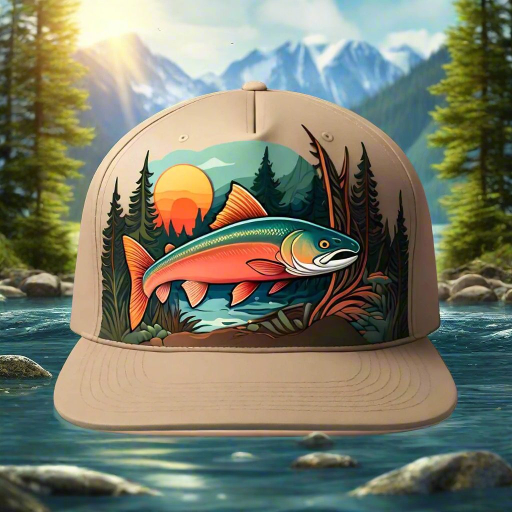 Hats-Nature & Animals.3: Salmon-River-Sun-Forest - Global Warming Warrior Wear, "S.P.C." A Social Purpose Corporation