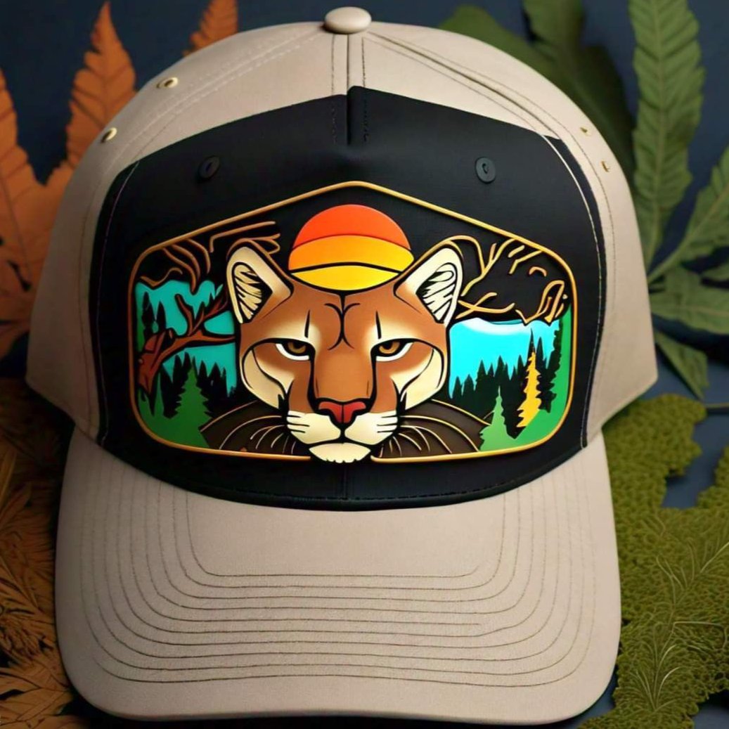 Hats-Nature & Animals.5: Cougar-Sun-Forest - Global Warming Warrior Wear, "S.P.C." A Social Purpose Corporation
