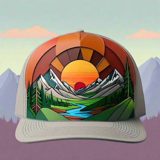 Hats-Nature & Animals.12: Sun-Mountains-River-Forest - Global Warming Warrior Wear, "S.P.C." A Social Purpose Corporation   ZEBRA UNDERGROUND