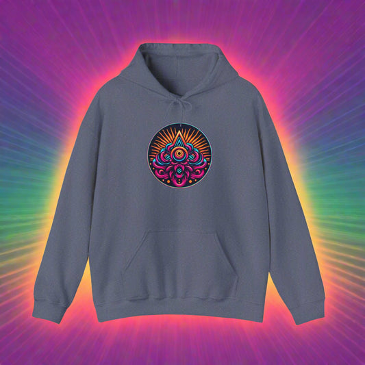 Neon Eye of the Sun Hoodie - Global Warming Warrior Wear, "S.P.C." A Social Purpose Corporation   ZEBRA UNDERGROUND
