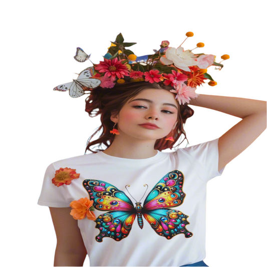 8. Beautiful Colorful Butterfly / Unisex Graphic Tee Shirt - ZEBRA UNDERGROUND  ZEBRA UNDERGROUND