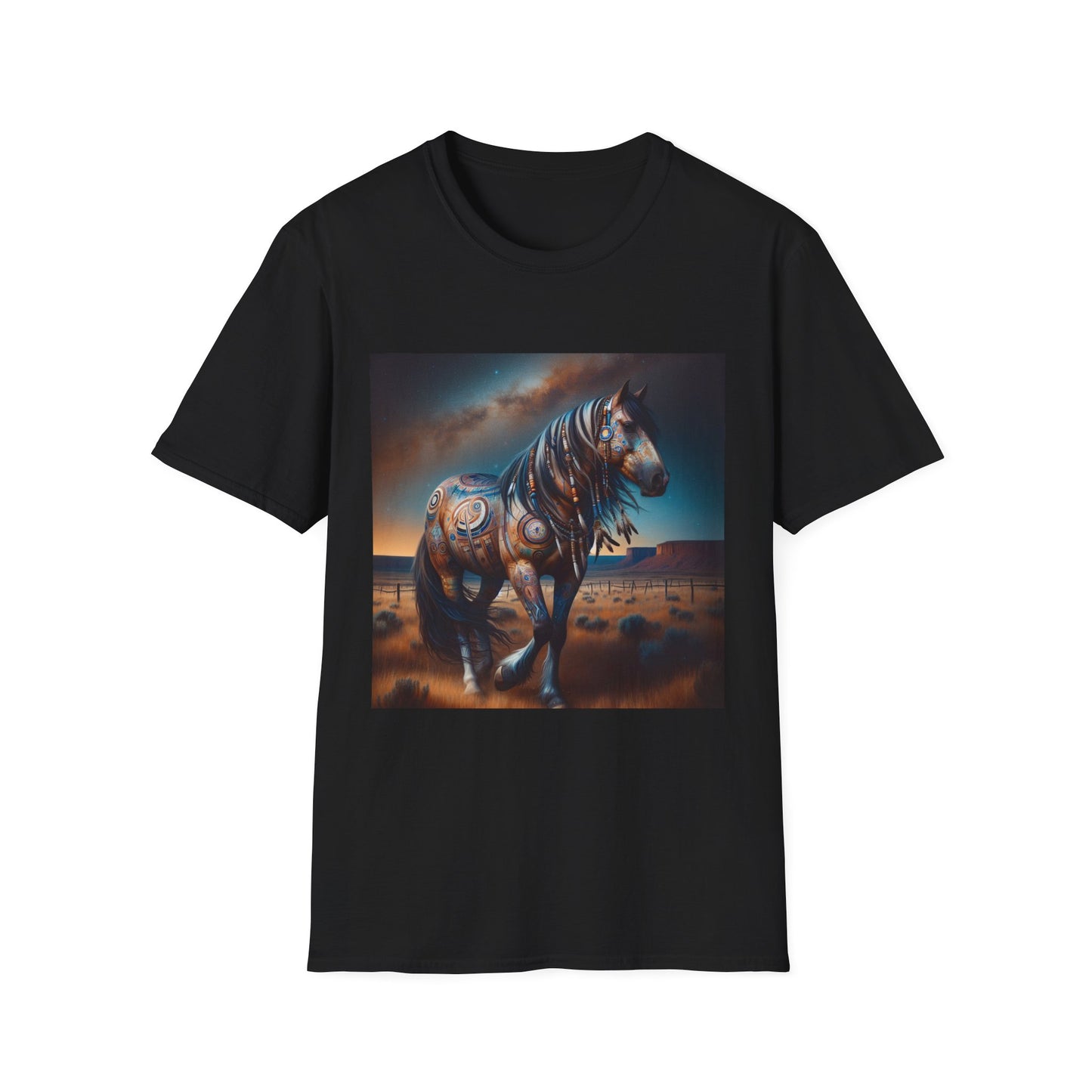 Horse-4B. Native American Inspired / Unisex Graphic Tee Shirt - Global Warming Warrior Wear, "S.P.C." A Social Purpose Corporation
