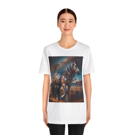 Horse-4B. Native American Inspired / Unisex Graphic Tee Shirt - Global Warming Warrior Wear, "S.P.C." A Social Purpose Corporation   ZEBRA UNDERGROUND