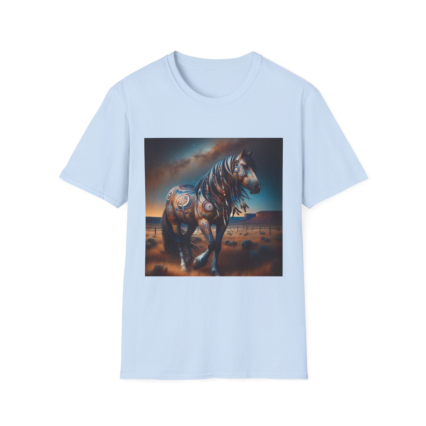 Horse-4B. Native American Inspired / Unisex Graphic Tee Shirt - Global Warming Warrior Wear, "S.P.C." A Social Purpose Corporation