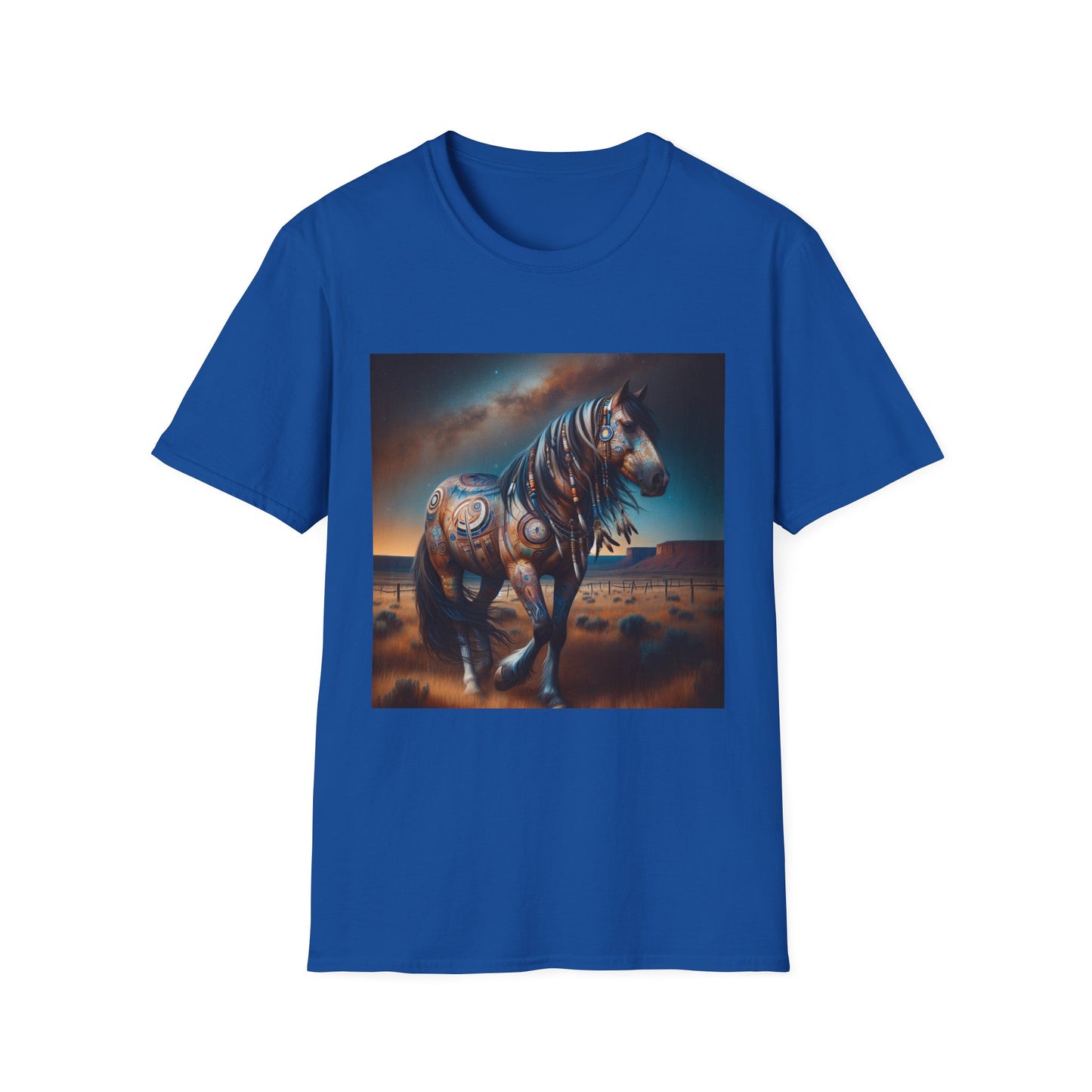 Horse-4B. Native American Inspired / Unisex Graphic Tee Shirt - Global Warming Warrior Wear, "S.P.C." A Social Purpose Corporation