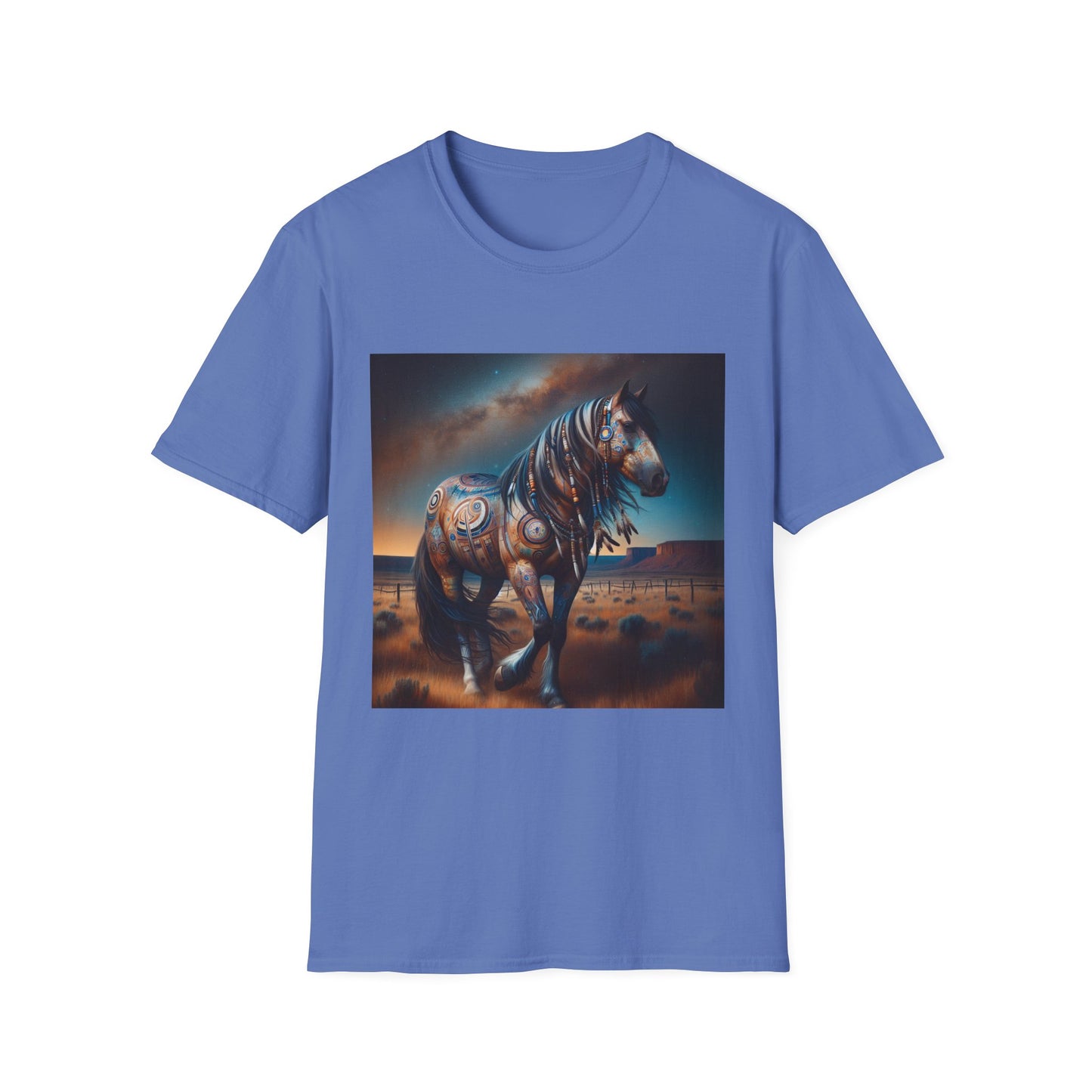 Horse-4B. Native American Inspired / Unisex Graphic Tee Shirt - Global Warming Warrior Wear, "S.P.C." A Social Purpose Corporation