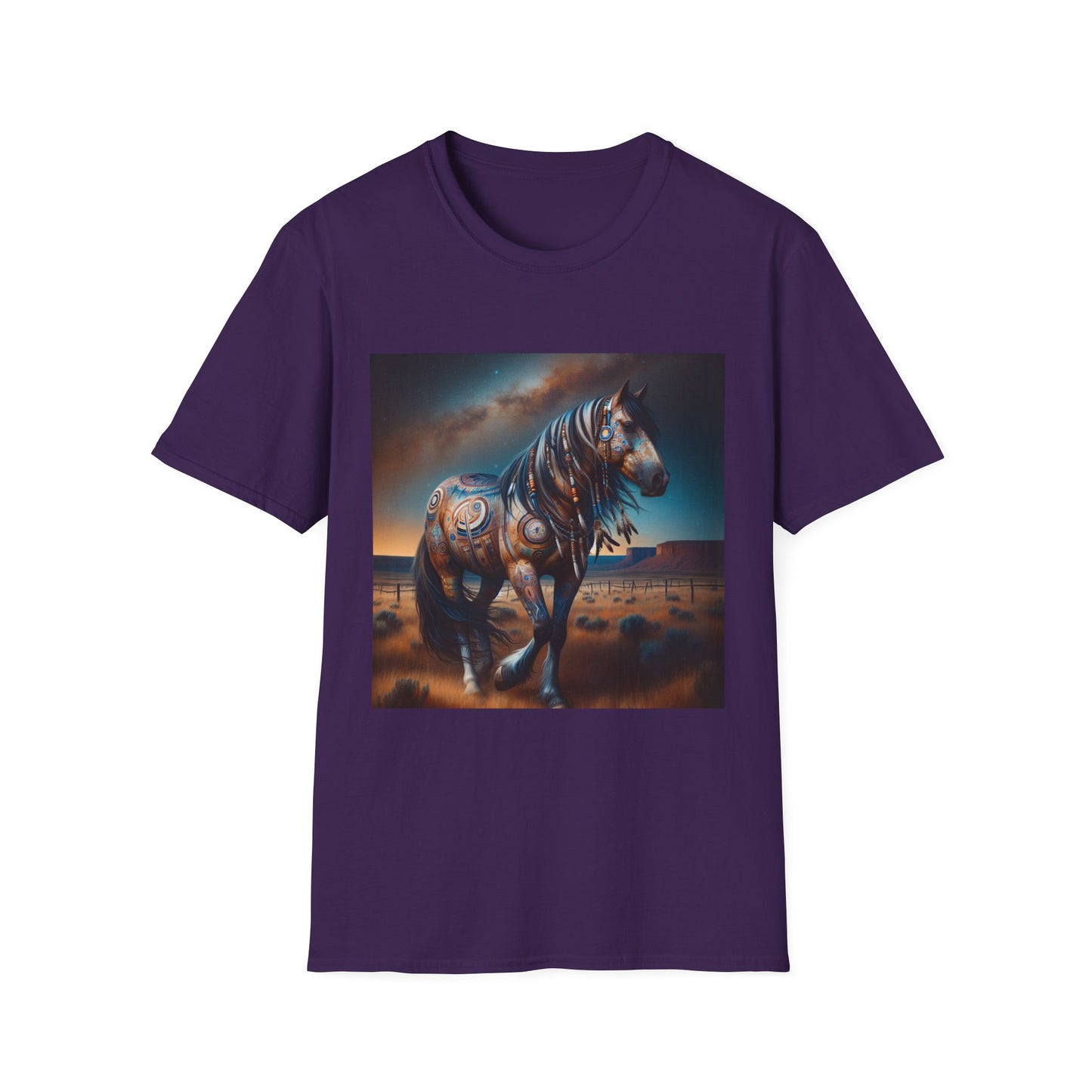 Horse-4B. Native American Inspired / Unisex Graphic Tee Shirt - Global Warming Warrior Wear, "S.P.C." A Social Purpose Corporation