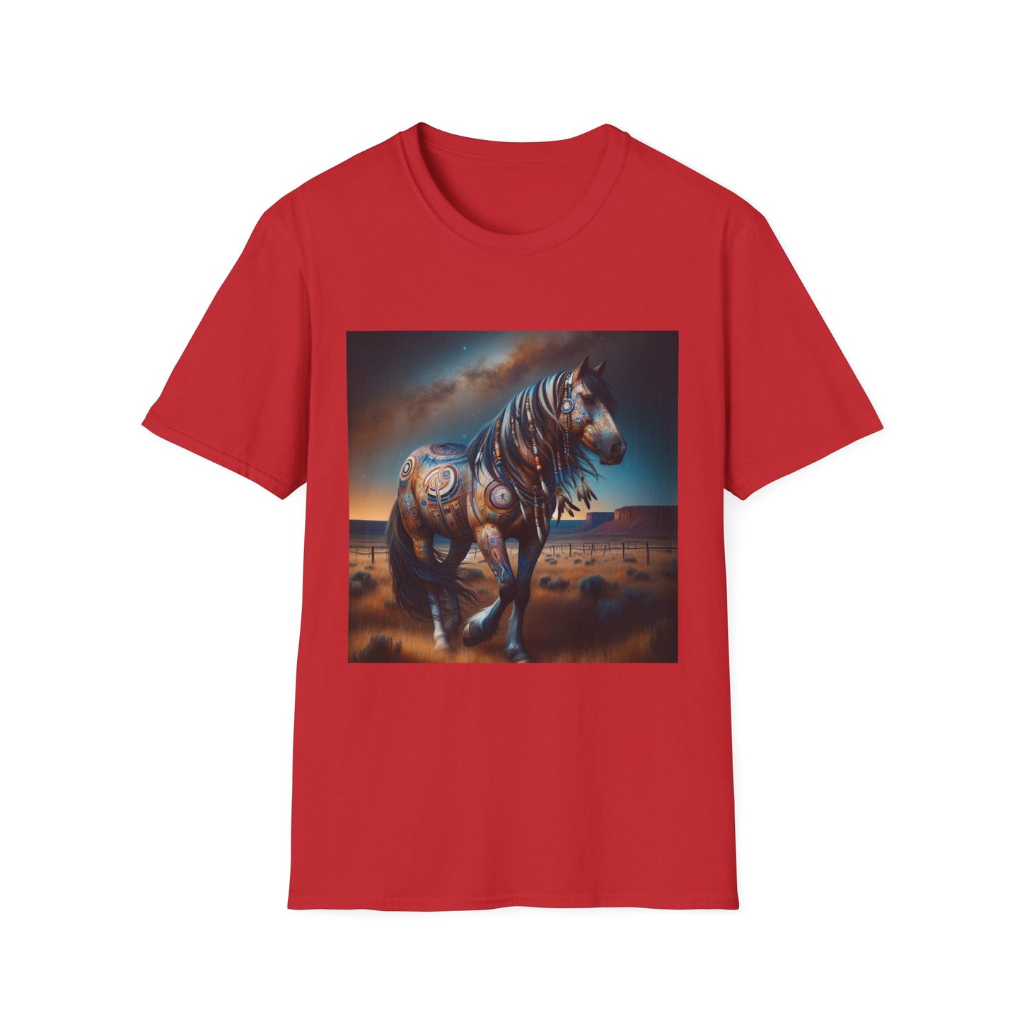 Horse-4B. Native American Inspired / Unisex Graphic Tee Shirt - Global Warming Warrior Wear, "S.P.C." A Social Purpose Corporation