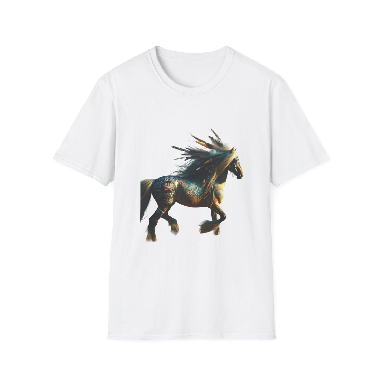 Horse-2A. - Native American Inspired / Unisex - Graphic Tee Shirt - Global Warming Warrior Wear, "S.P.C." A Social Purpose Corporation