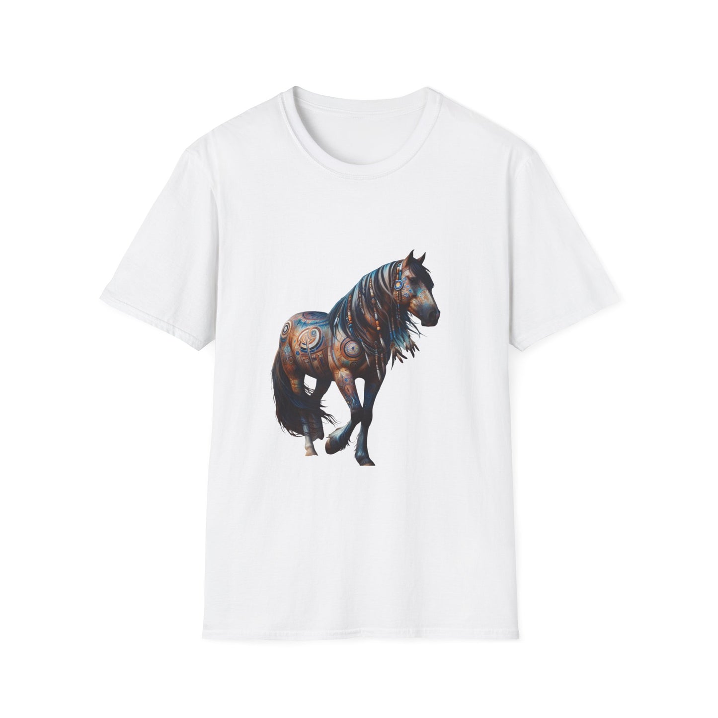 Horse-4A. Native American Inspired / Unisex Graphic Tee Shirt - Global Warming Warrior Wear, "S.P.C." A Social Purpose Corporation