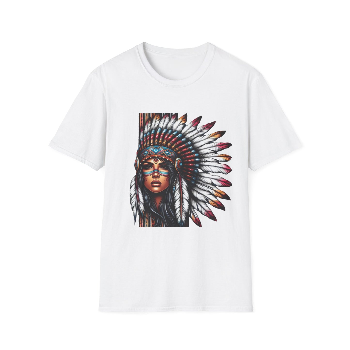 Native American Inspired Female-3. / Unisex Graphic Tee Shirt - Global Warming Warrior Wear, "S.P.C." A Social Purpose Corporation