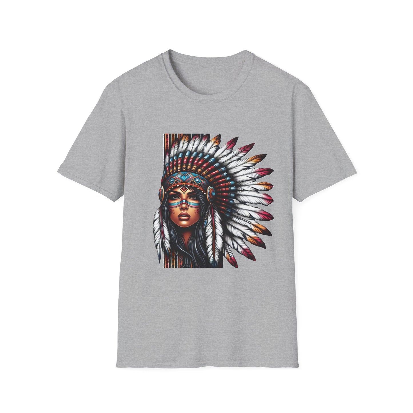 Native American Inspired Female-3. / Unisex Graphic Tee Shirt - Global Warming Warrior Wear, "S.P.C." A Social Purpose Corporation