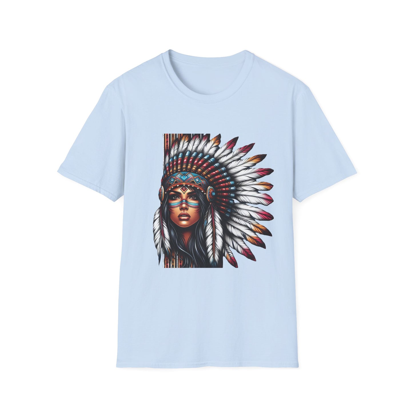 Native American Inspired Female-3. / Unisex Graphic Tee Shirt - Global Warming Warrior Wear, "S.P.C." A Social Purpose Corporation