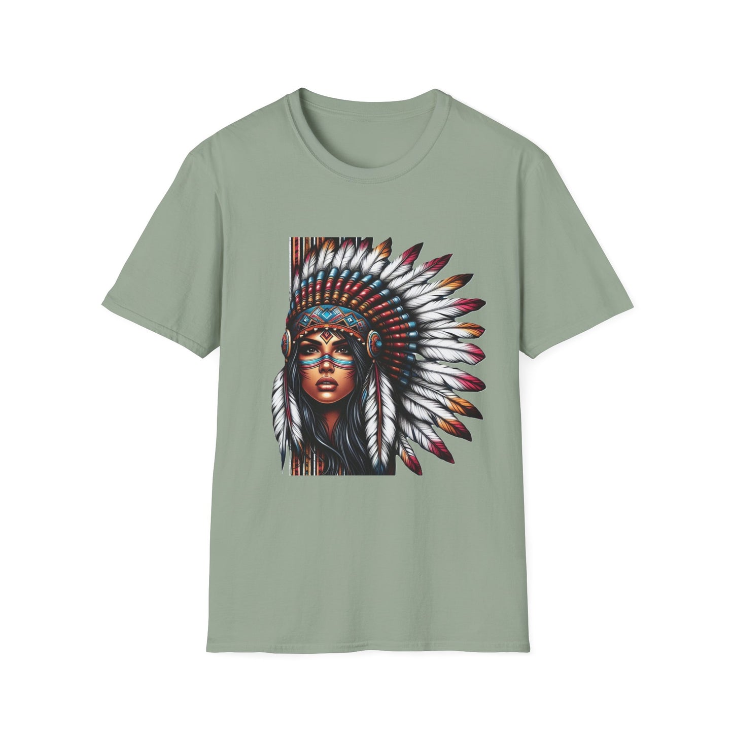 Native American Inspired Female-3. / Unisex Graphic Tee Shirt - Global Warming Warrior Wear, "S.P.C." A Social Purpose Corporation