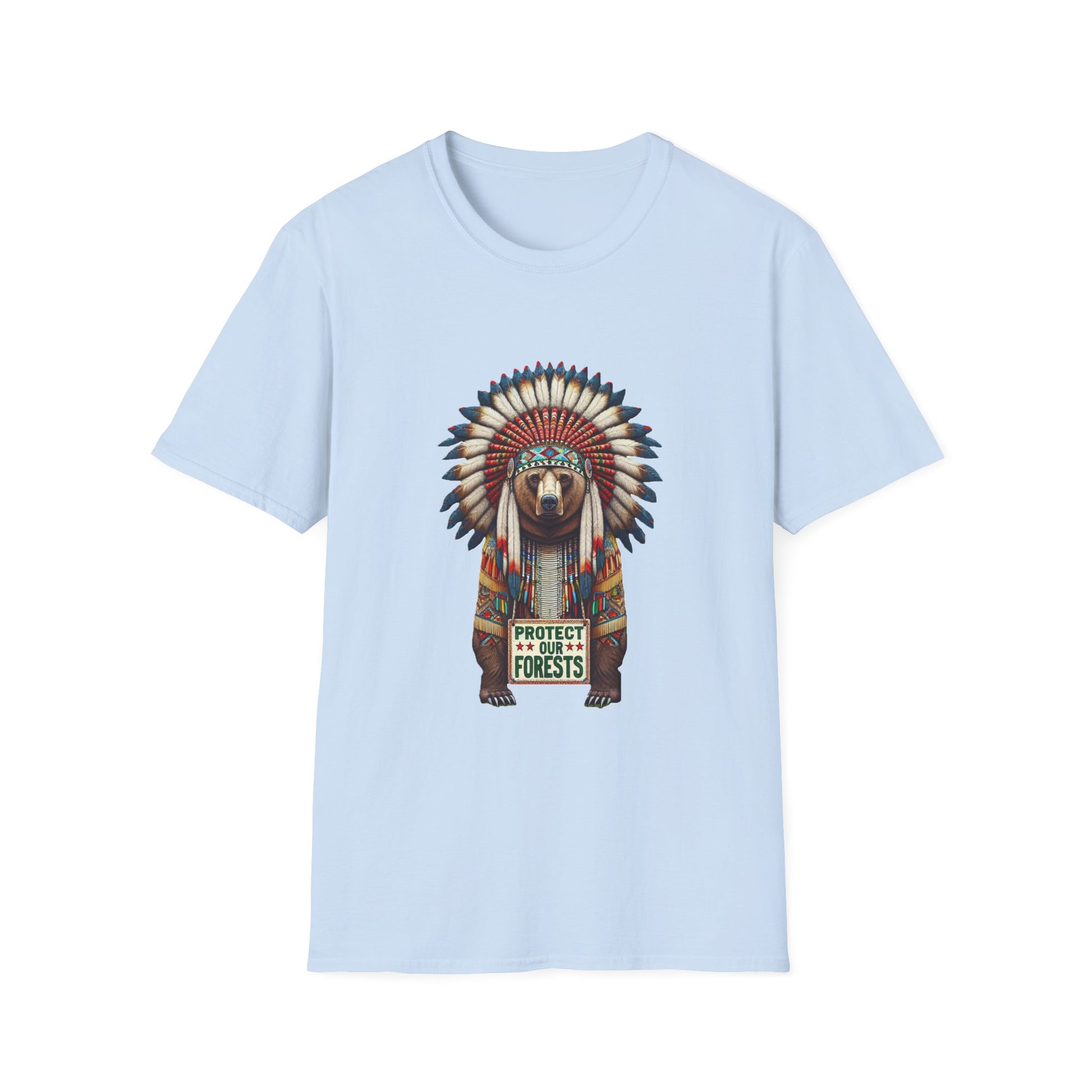 6-B. Protect our Forests - Bear - Native American Inspired / Unisex Graphic Tee Shirt - Global Warming Warrior Wear, "S.P.C." A Social Purpose Corporation