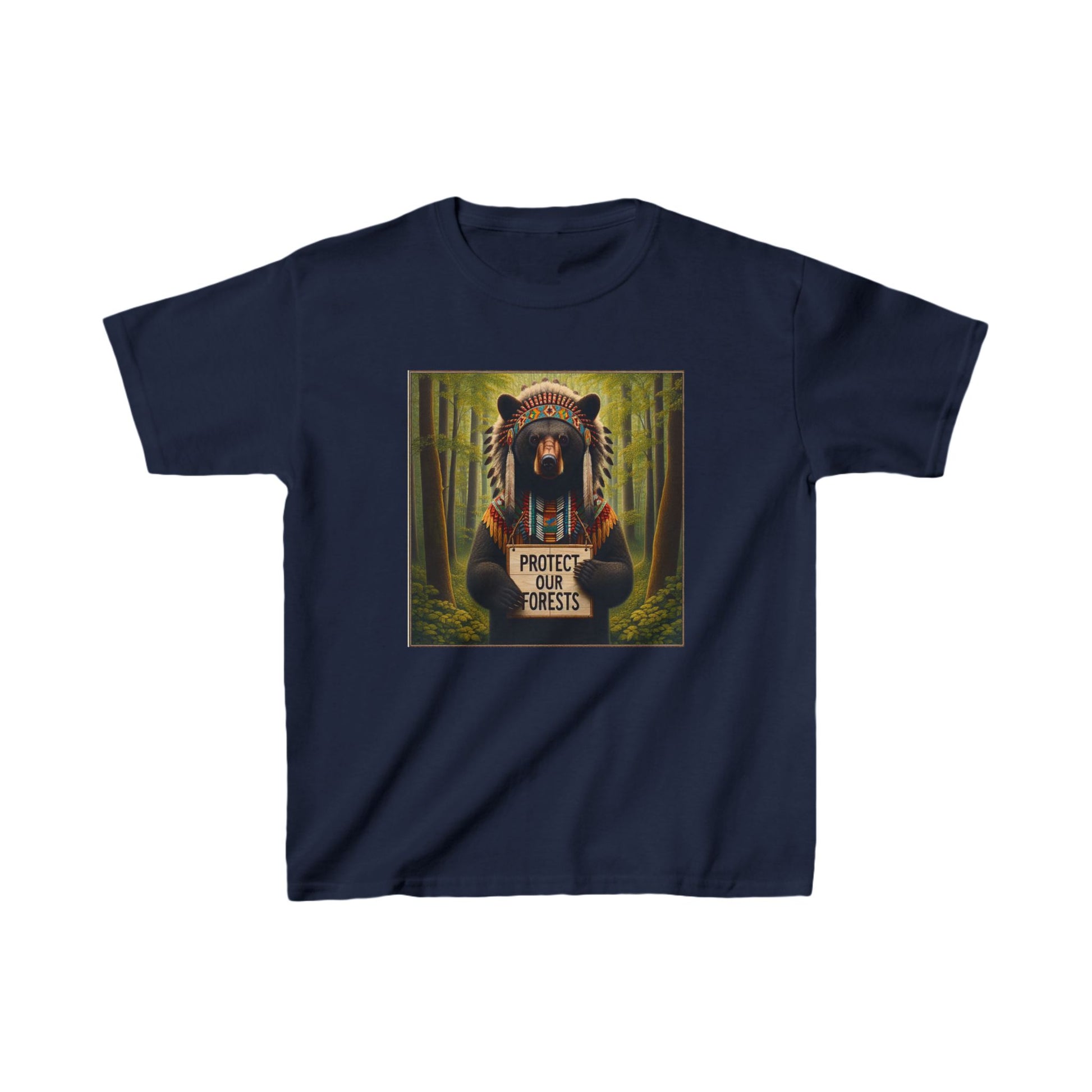 6-A. Protect our Forests - Bear - Native American Inspired / Unisex Graphic Tee Shirt - Global Warming Warrior Wear, "S.P.C." A Social Purpose Corporation