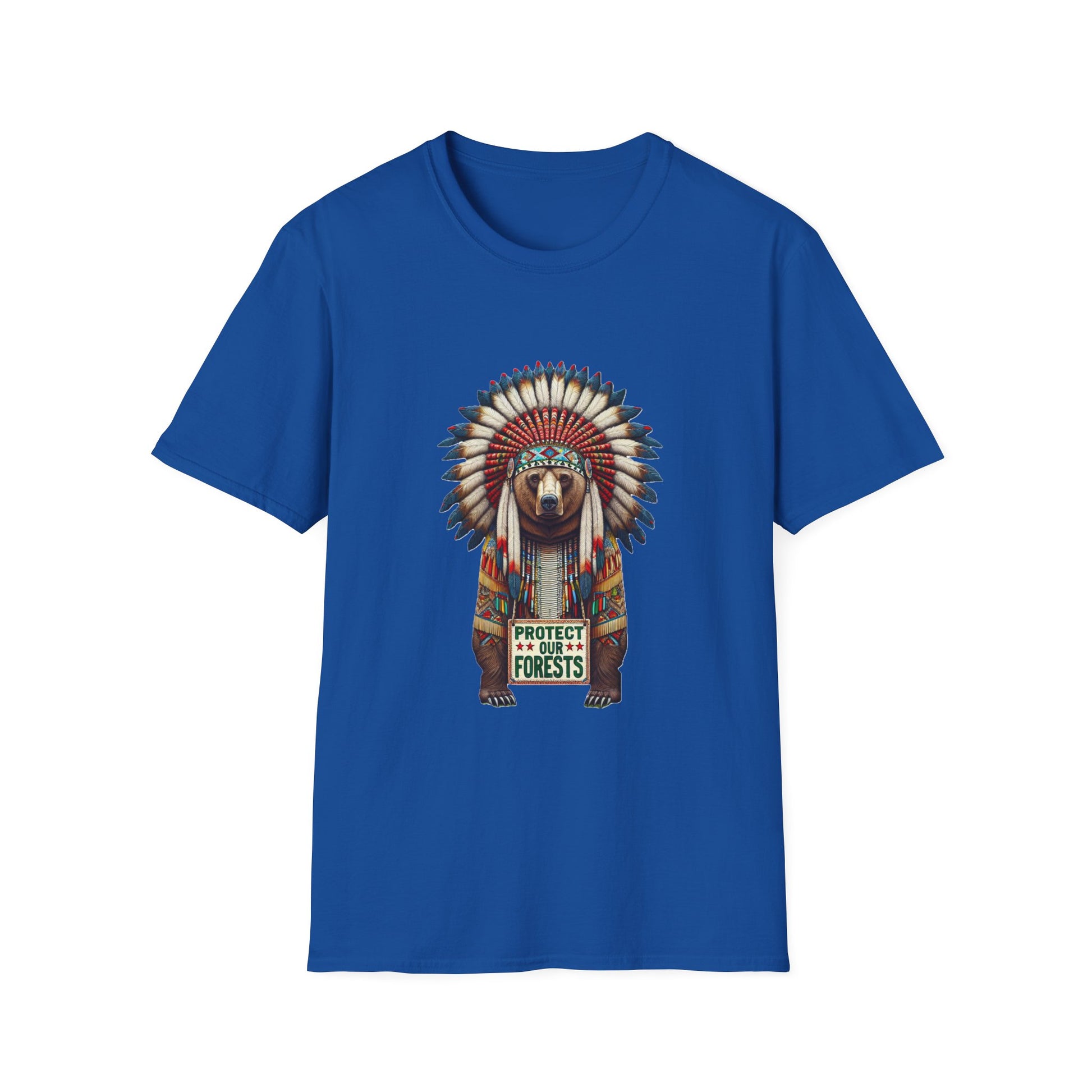 6-B. Protect our Forests - Bear - Native American Inspired / Unisex Graphic Tee Shirt - Global Warming Warrior Wear, "S.P.C." A Social Purpose Corporation