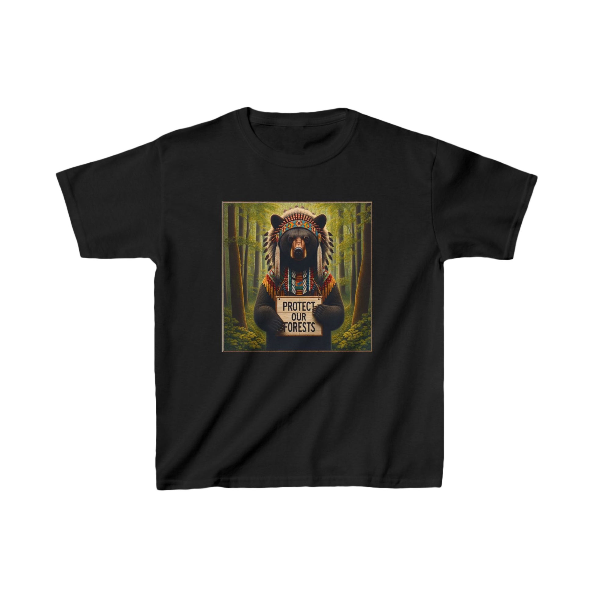 6-A. Protect our Forests - Bear - Native American Inspired / Unisex Graphic Tee Shirt - Global Warming Warrior Wear, "S.P.C." A Social Purpose Corporation