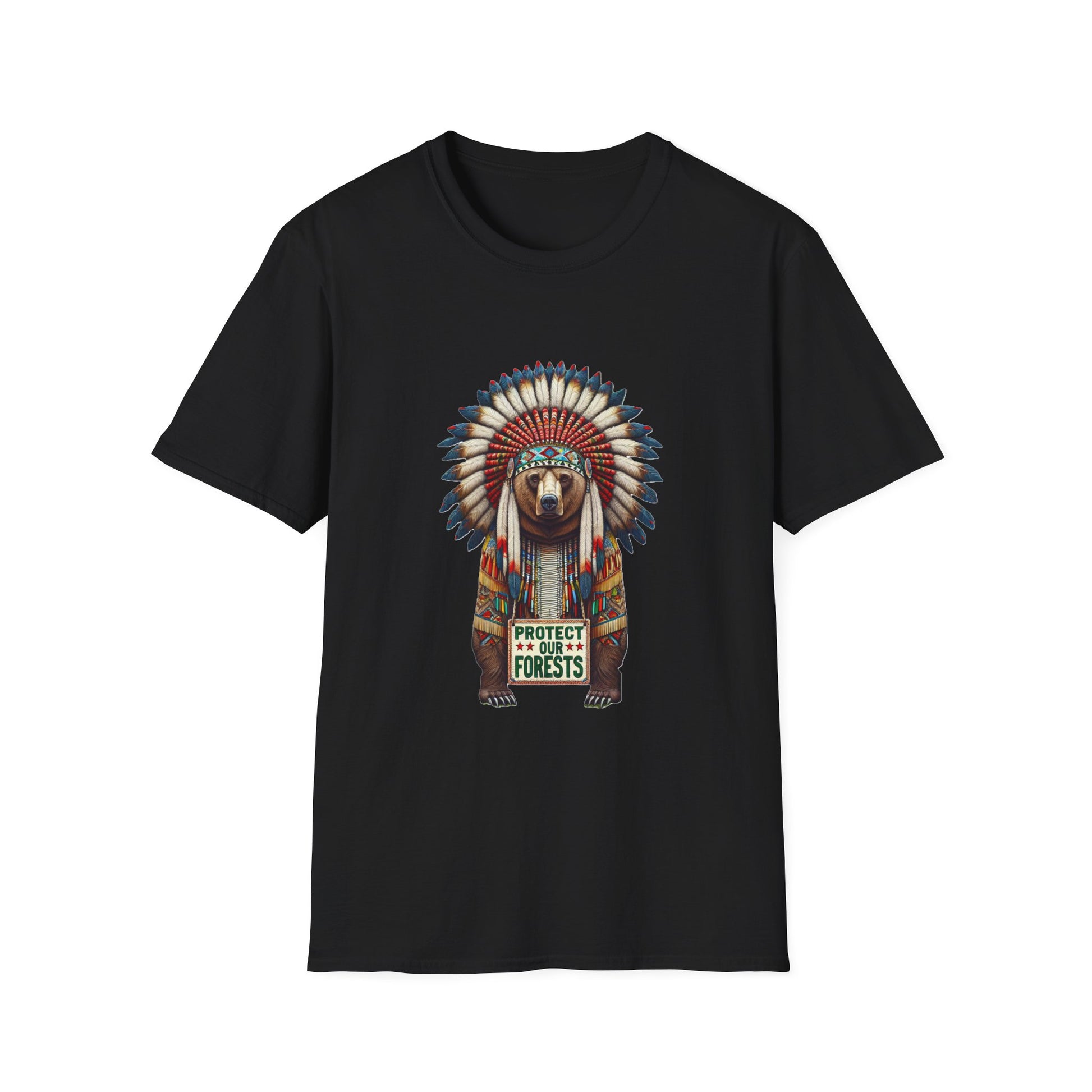6-B. Protect our Forests - Bear - Native American Inspired / Unisex Graphic Tee Shirt - Global Warming Warrior Wear, "S.P.C." A Social Purpose Corporation