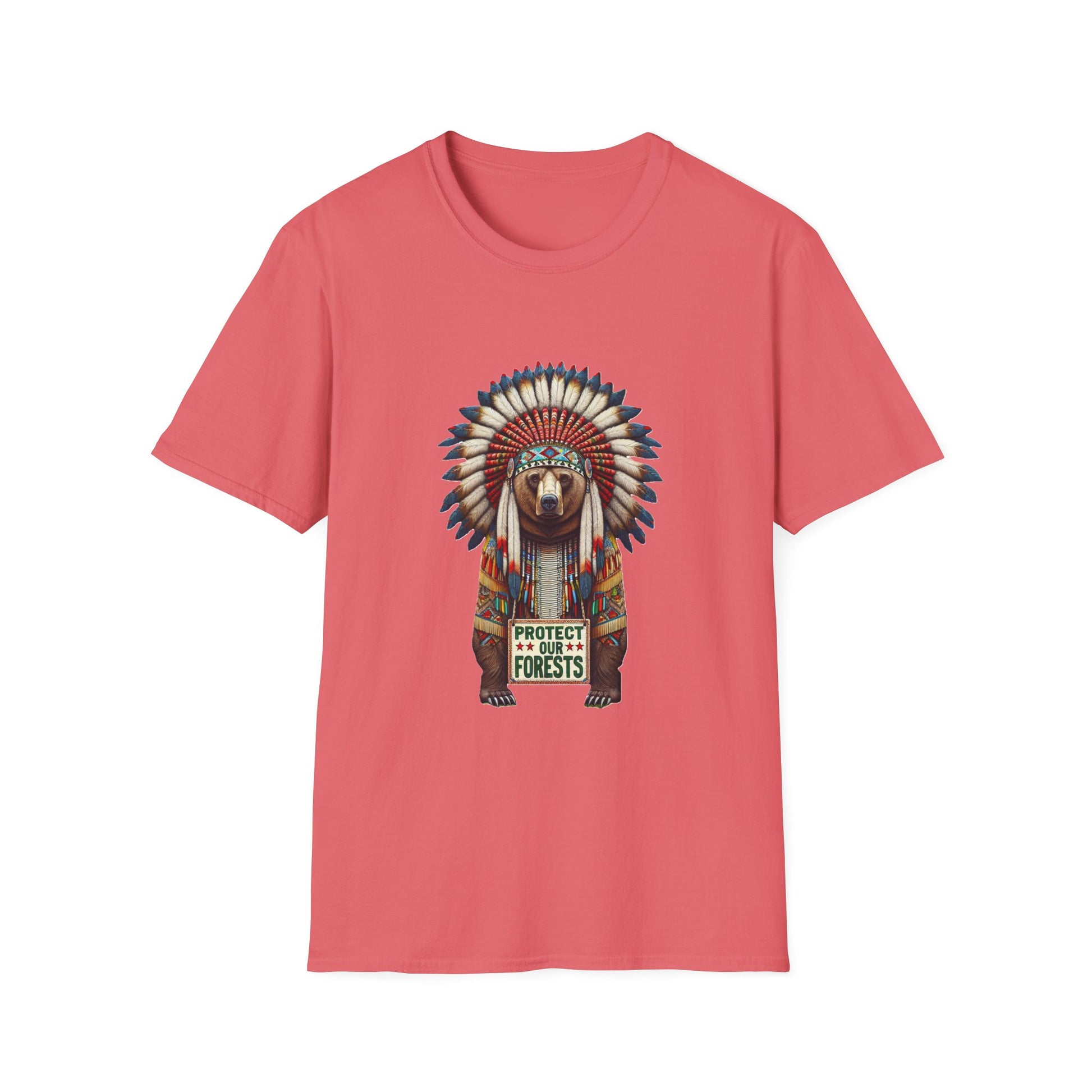 6-B. Protect our Forests - Bear - Native American Inspired / Unisex Graphic Tee Shirt - Global Warming Warrior Wear, "S.P.C." A Social Purpose Corporation