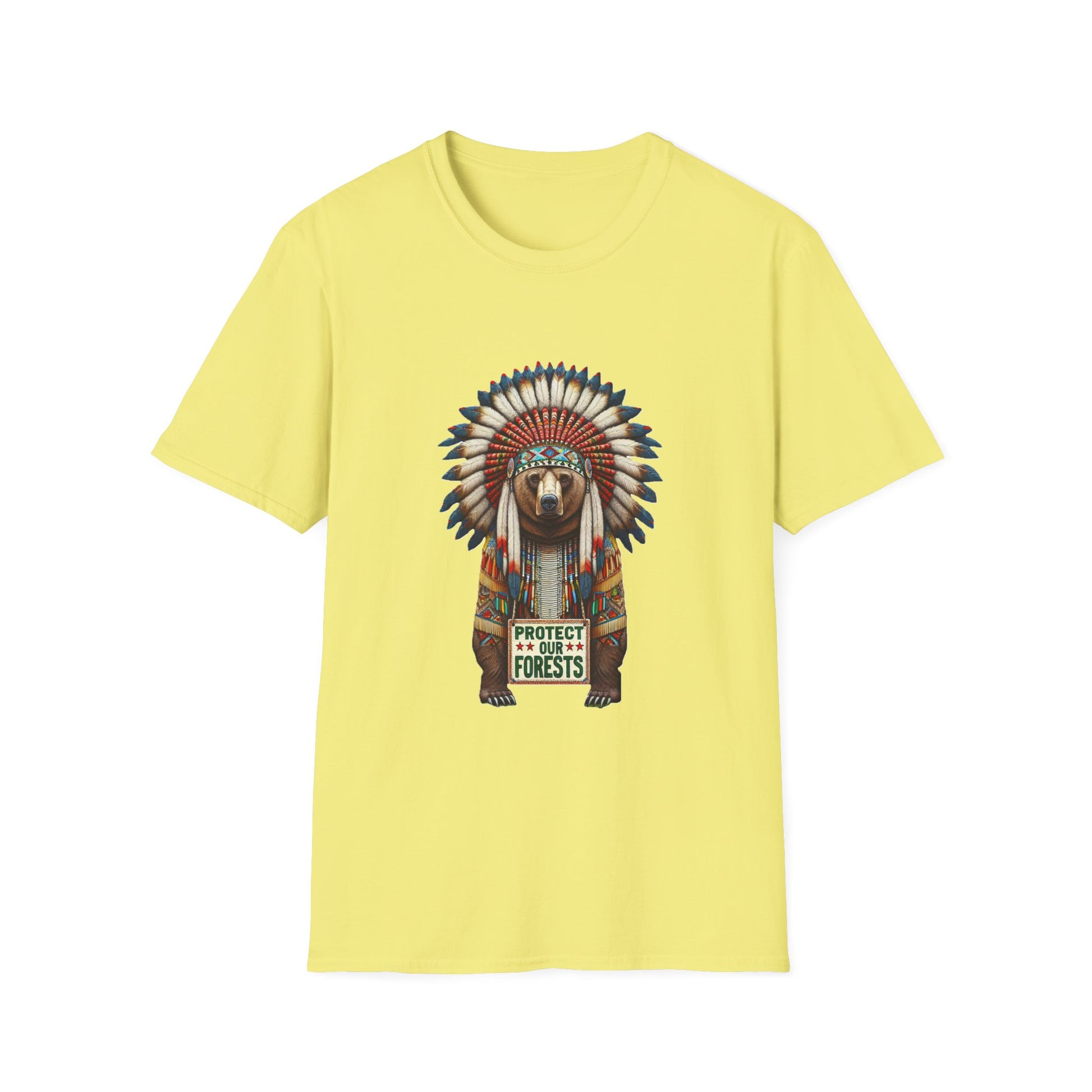 6-B. Protect our Forests - Bear - Native American Inspired / Unisex Graphic Tee Shirt - Global Warming Warrior Wear, "S.P.C." A Social Purpose Corporation