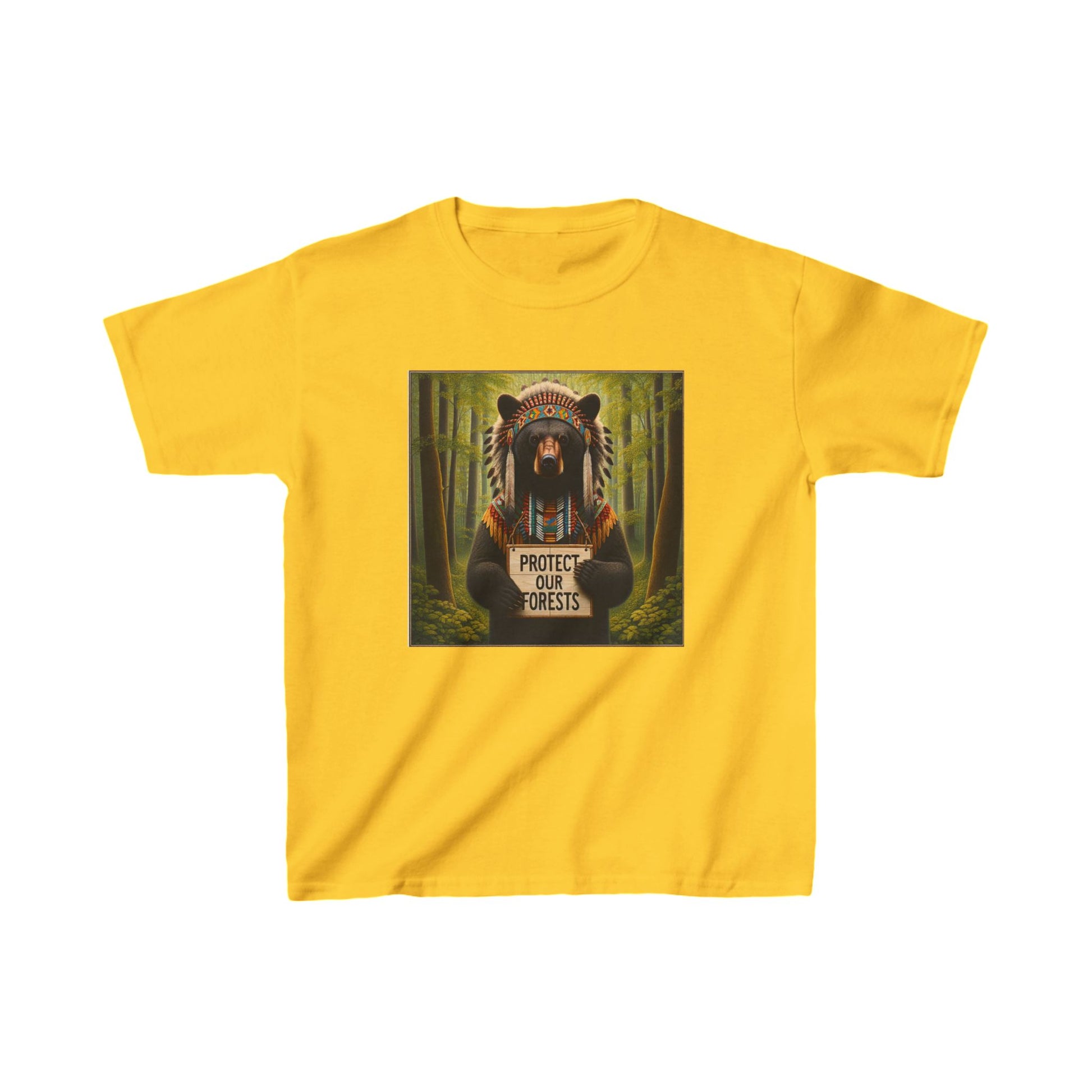 6-A. Protect our Forests - Bear - Native American Inspired / Unisex Graphic Tee Shirt - Global Warming Warrior Wear, "S.P.C." A Social Purpose Corporation