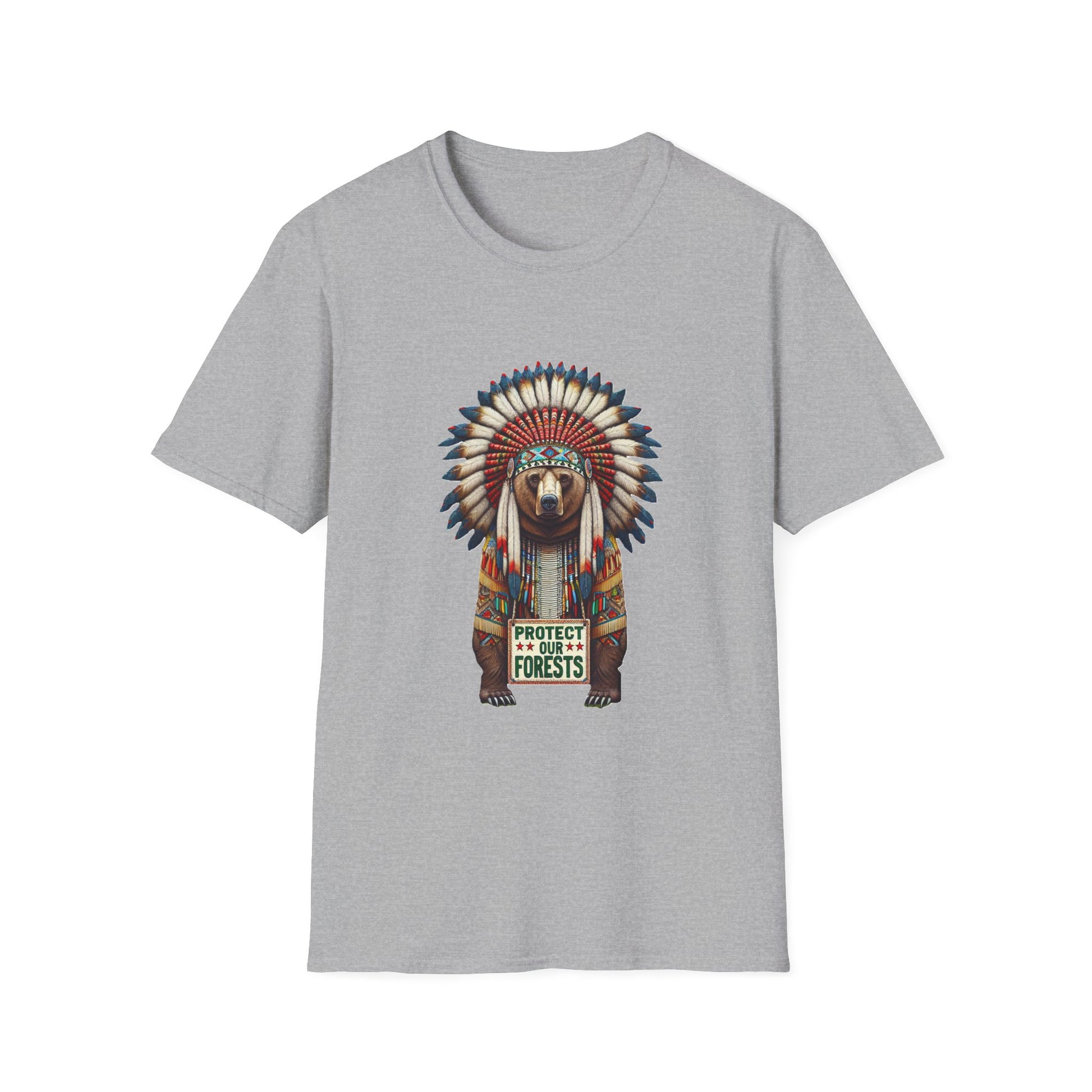 6-B. Protect our Forests - Bear - Native American Inspired / Unisex Graphic Tee Shirt - Global Warming Warrior Wear, "S.P.C." A Social Purpose Corporation