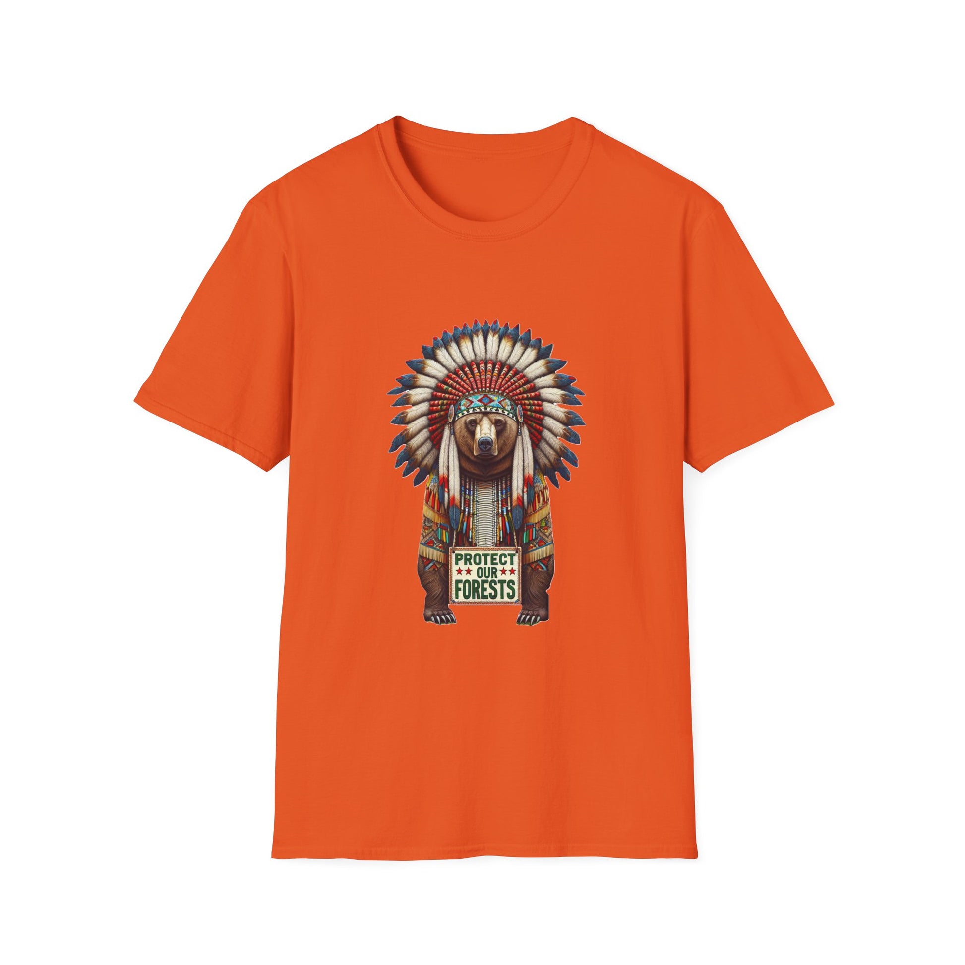 6-B. Protect our Forests - Bear - Native American Inspired / Unisex Graphic Tee Shirt - Global Warming Warrior Wear, "S.P.C." A Social Purpose Corporation