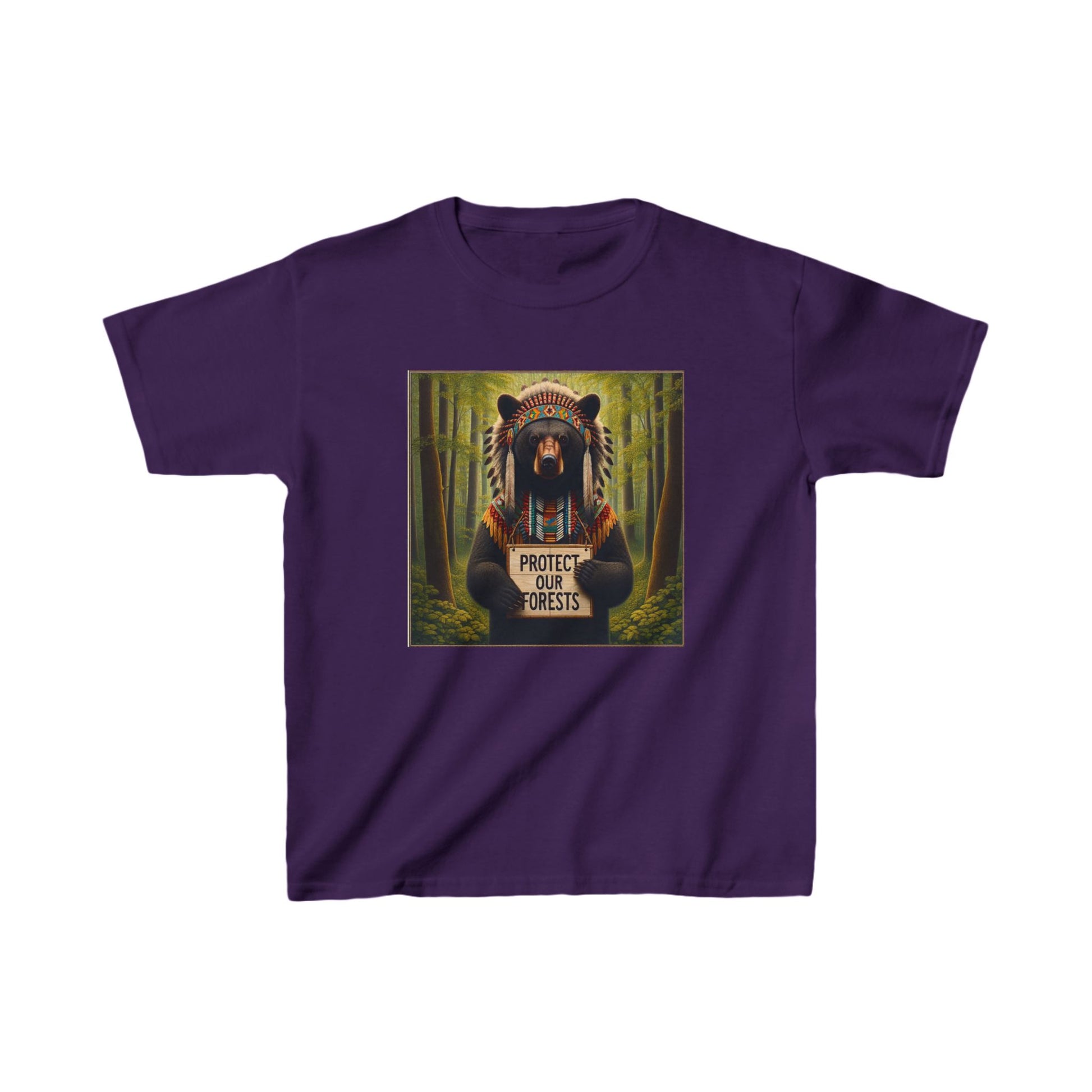 6-A. Protect our Forests - Bear - Native American Inspired / Unisex Graphic Tee Shirt - Global Warming Warrior Wear, "S.P.C." A Social Purpose Corporation