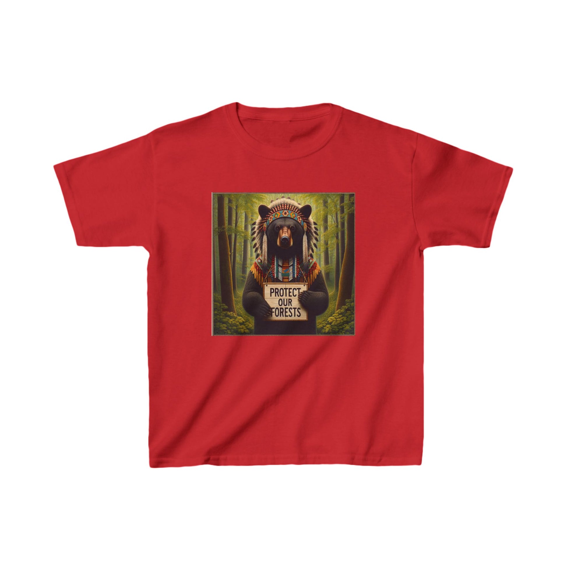 6-A. Protect our Forests - Bear - Native American Inspired / Unisex Graphic Tee Shirt - Global Warming Warrior Wear, "S.P.C." A Social Purpose Corporation