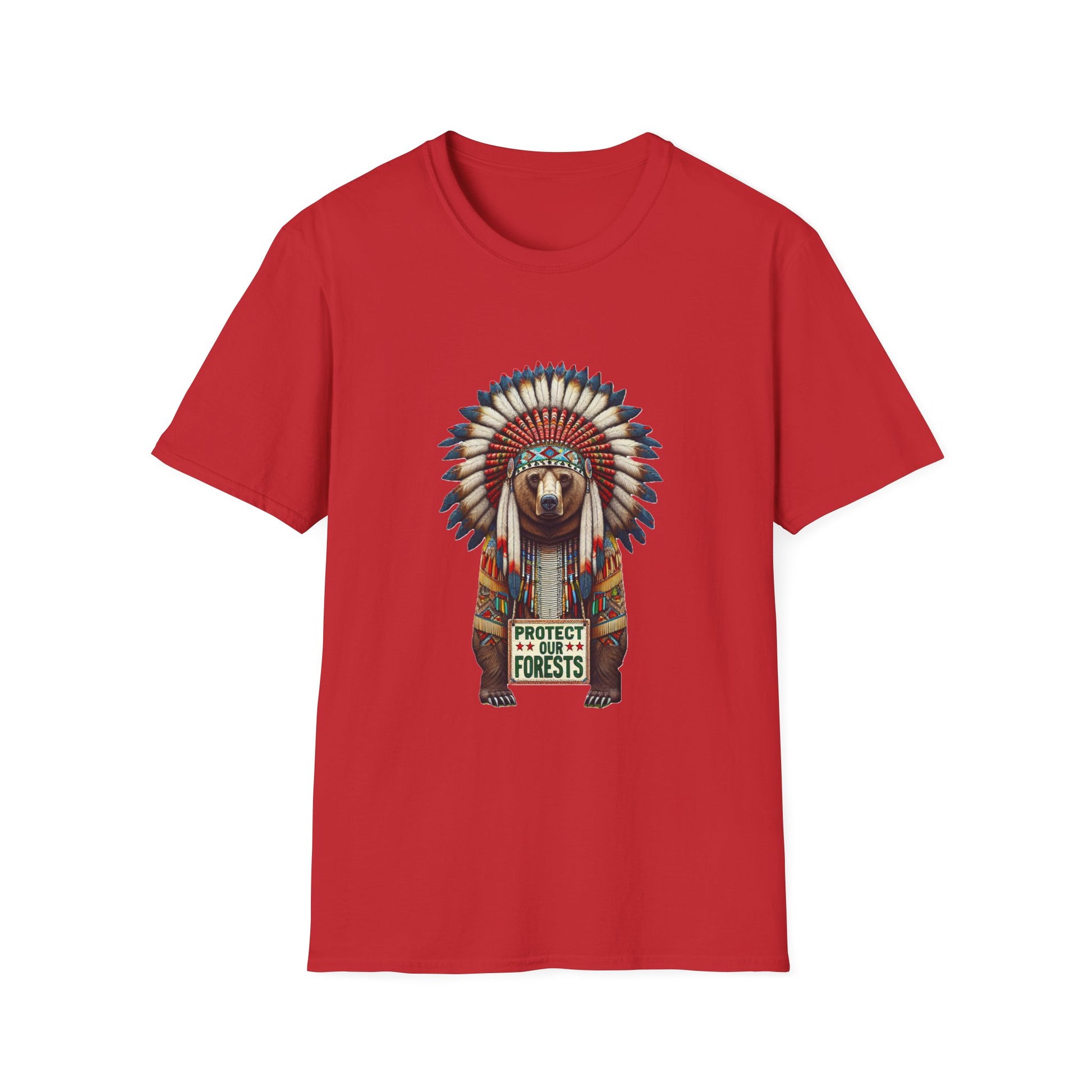 6-B. Protect our Forests - Bear - Native American Inspired / Unisex Graphic Tee Shirt - Global Warming Warrior Wear, "S.P.C." A Social Purpose Corporation