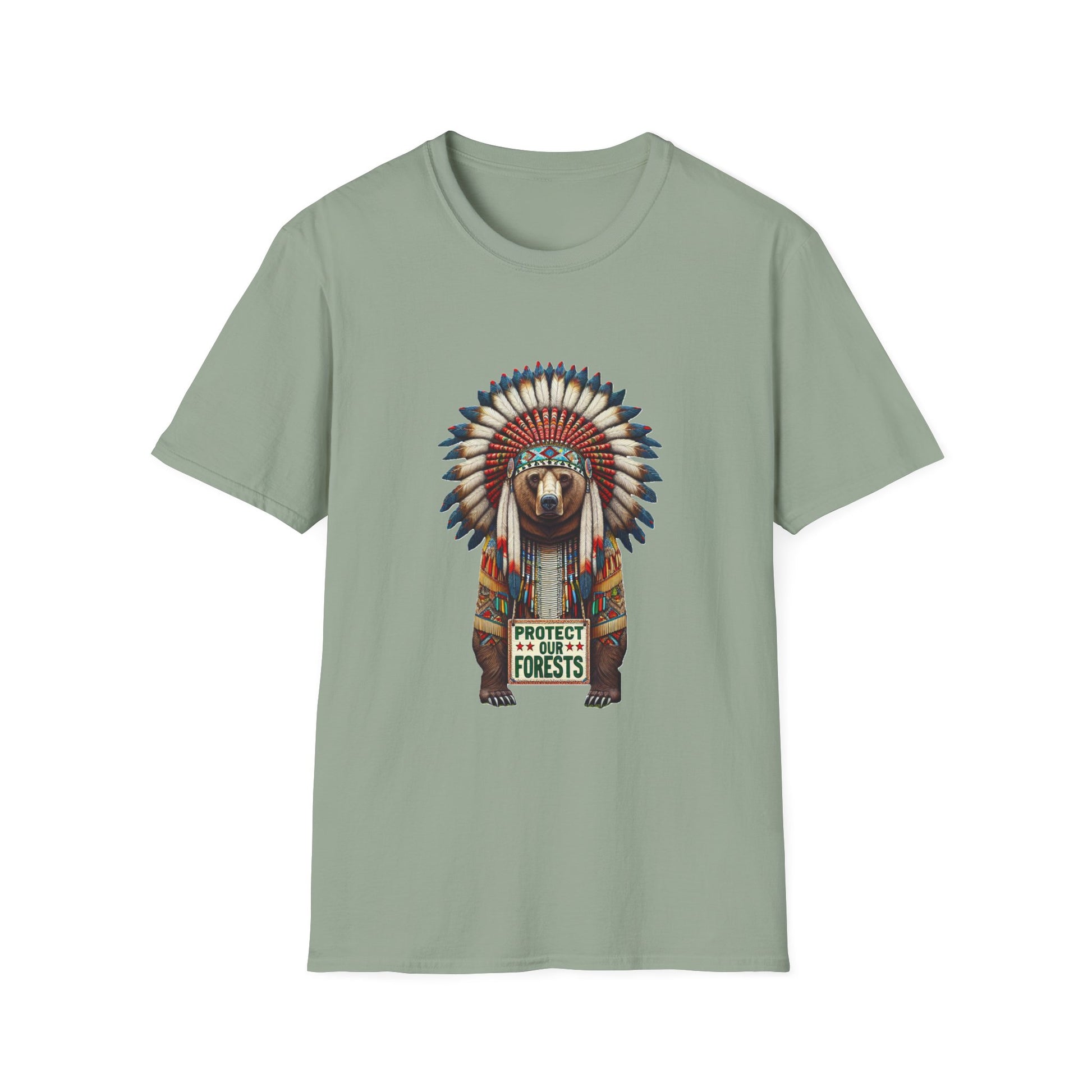 6-B. Protect our Forests - Bear - Native American Inspired / Unisex Graphic Tee Shirt - Global Warming Warrior Wear, "S.P.C." A Social Purpose Corporation