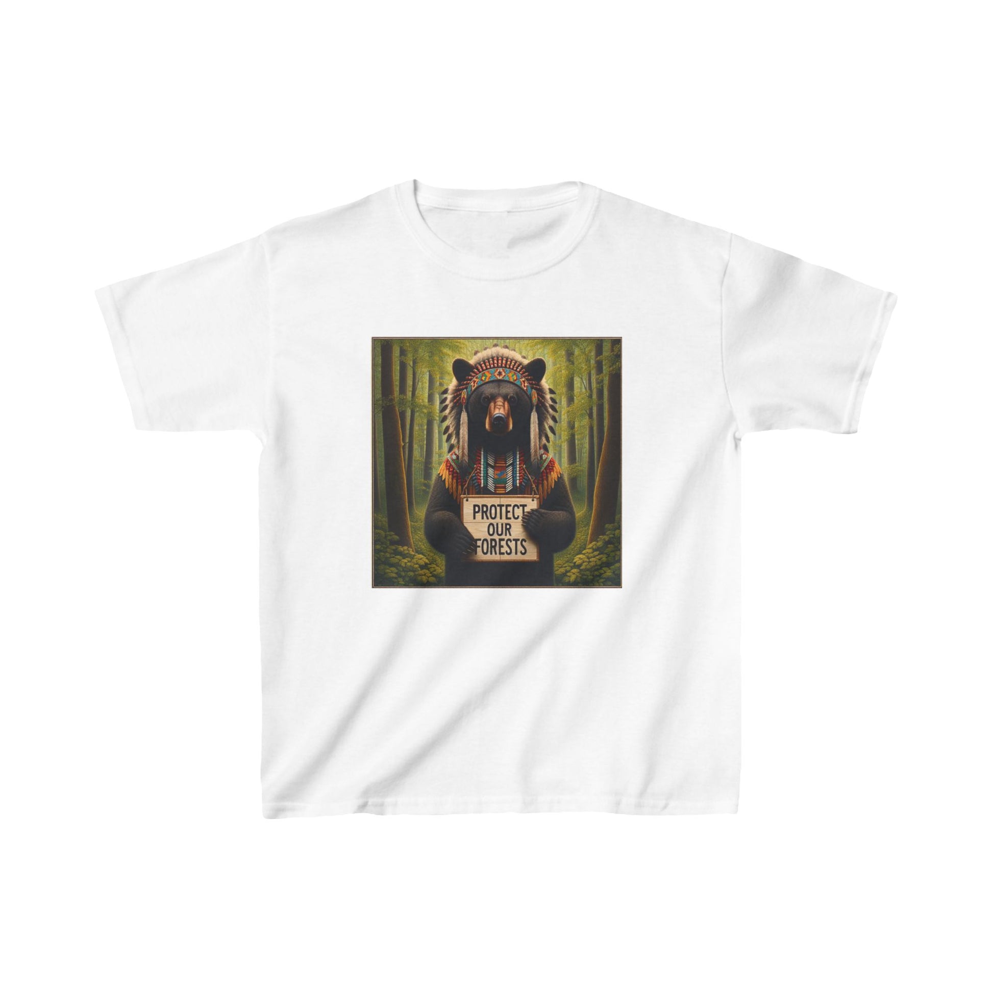 6-A. Protect our Forests - Bear - Native American Inspired / Unisex Graphic Tee Shirt - Global Warming Warrior Wear, "S.P.C." A Social Purpose Corporation