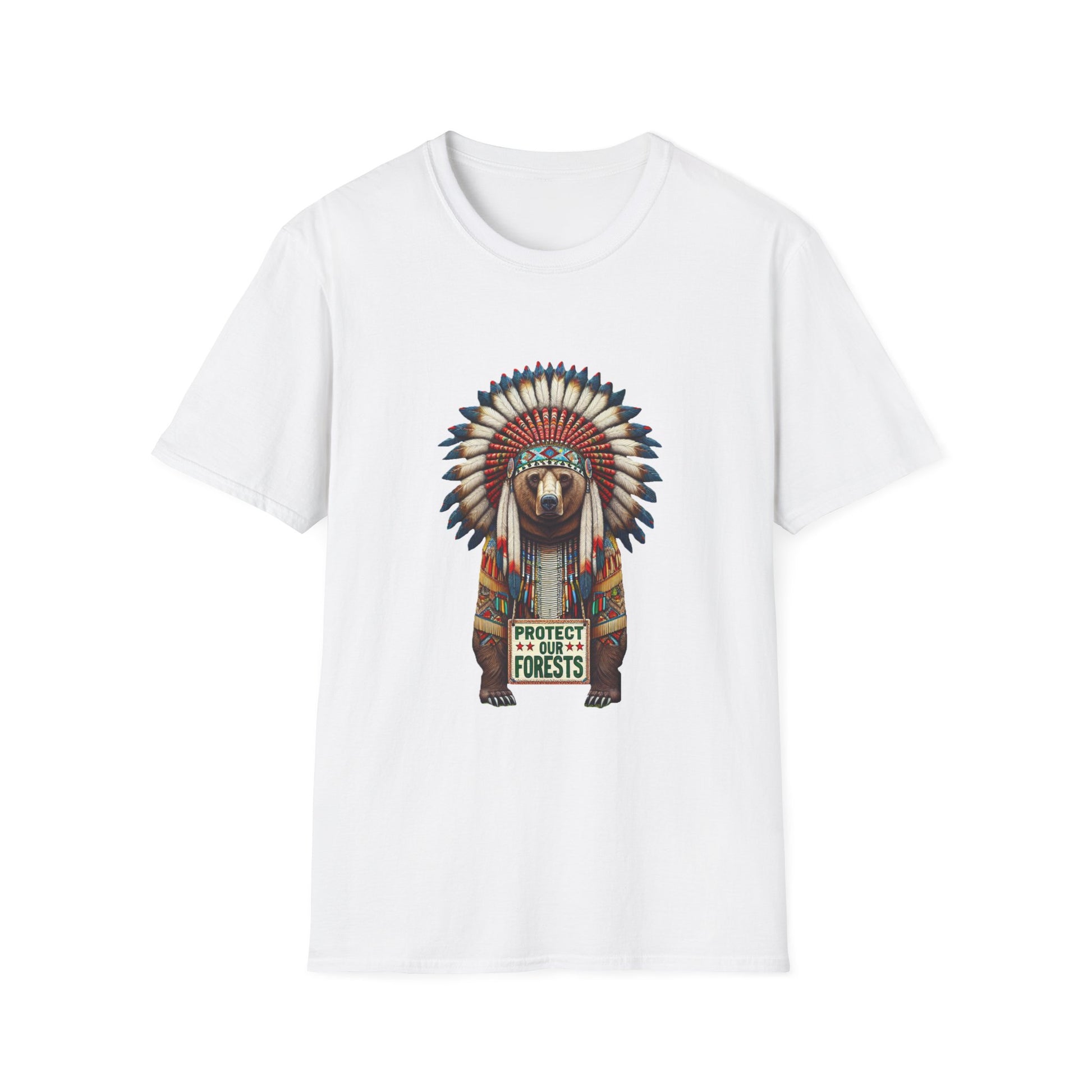 6-B. Protect our Forests - Bear - Native American Inspired / Unisex Graphic Tee Shirt - Global Warming Warrior Wear, "S.P.C." A Social Purpose Corporation