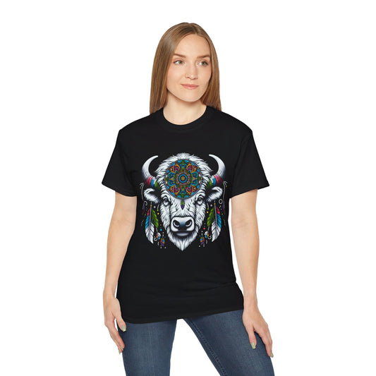 White Bison-2. Native American Inspired / Unisex Graphic Tee Shirt - Global Warming Warrior Wear, "S.P.C." A Social Purpose Corporation   ZEBRA UNDERGROUND