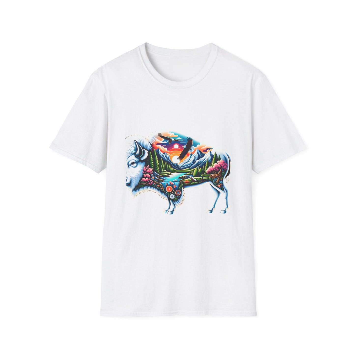 White Bison-1. Native American Inspired / Unisex Graphic Tee Shirt - Global Warming Warrior Wear, "S.P.C." A Social Purpose Corporation