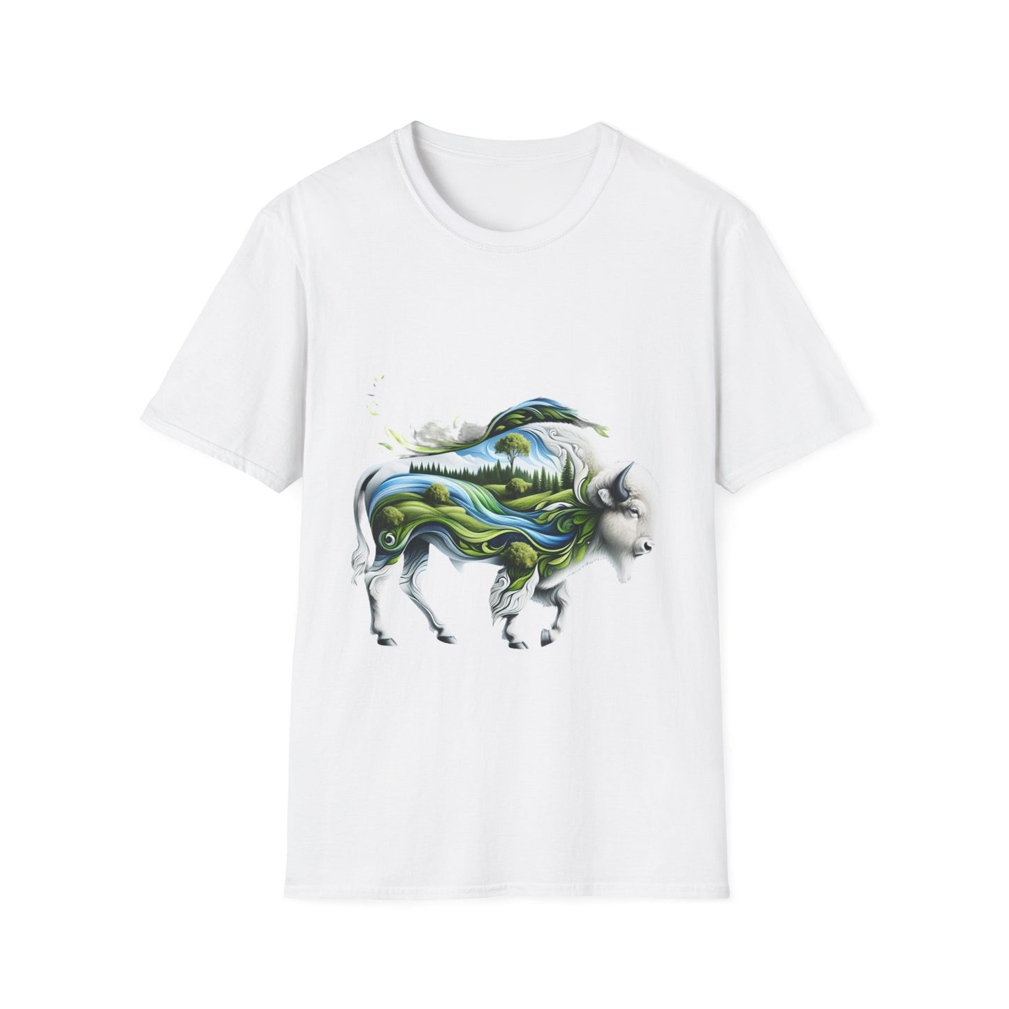 White Bison-3. Native American Inspired / Unisex Graphic Tee Shirt - Global Warming Warrior Wear, "S.P.C." A Social Purpose Corporation