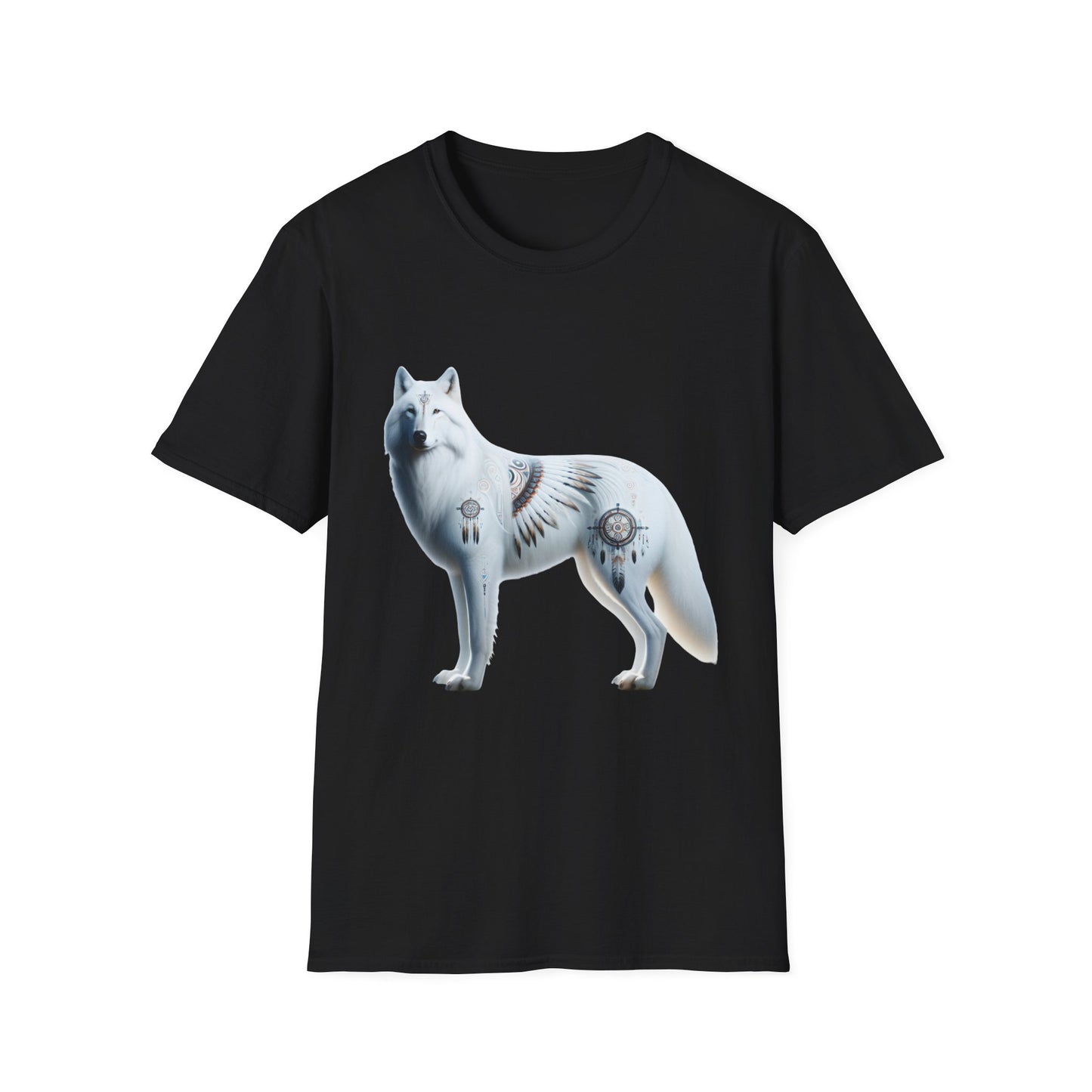 White Wolf-3. Native American Inspired / Unisex Graphic Tee Shirt - Global Warming Warrior Wear, "S.P.C." A Social Purpose Corporation