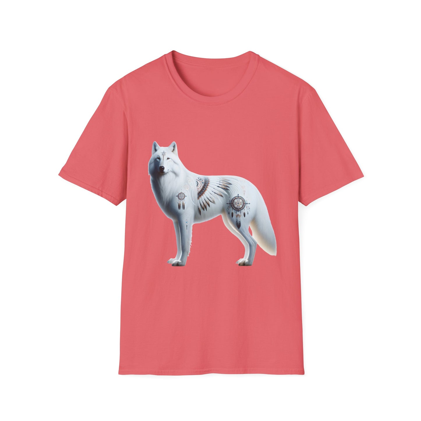 White Wolf-3. Native American Inspired / Unisex Graphic Tee Shirt - Global Warming Warrior Wear, "S.P.C." A Social Purpose Corporation