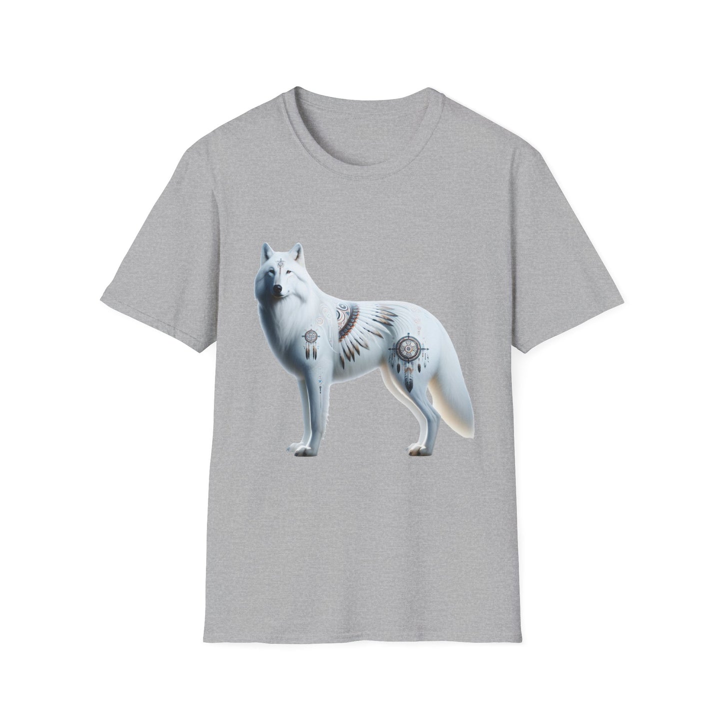 White Wolf-3. Native American Inspired / Unisex Graphic Tee Shirt - Global Warming Warrior Wear, "S.P.C." A Social Purpose Corporation