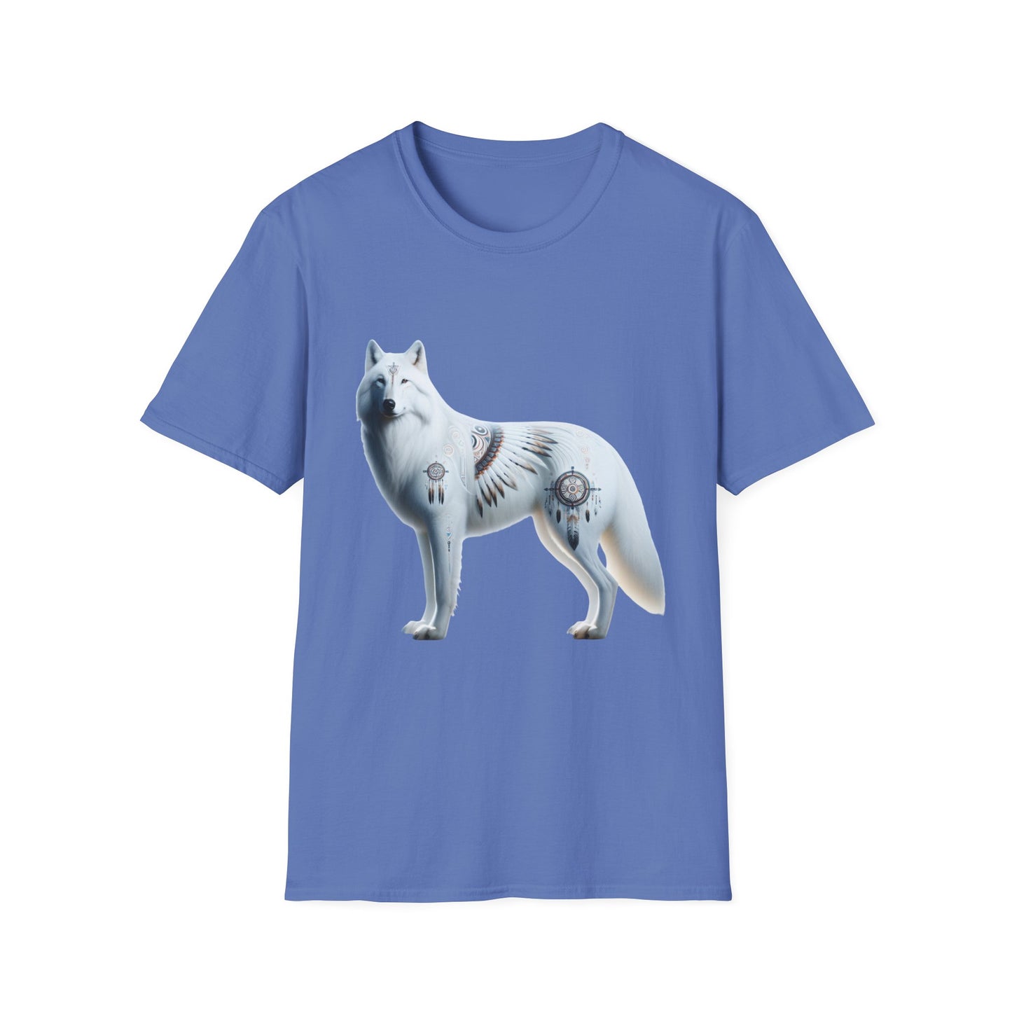 White Wolf-3. Native American Inspired / Unisex Graphic Tee Shirt - Global Warming Warrior Wear, "S.P.C." A Social Purpose Corporation