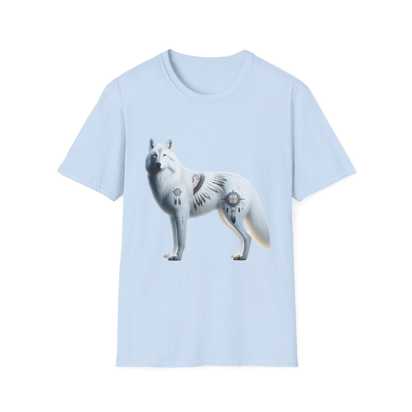 White Wolf-3. Native American Inspired / Unisex Graphic Tee Shirt - Global Warming Warrior Wear, "S.P.C." A Social Purpose Corporation