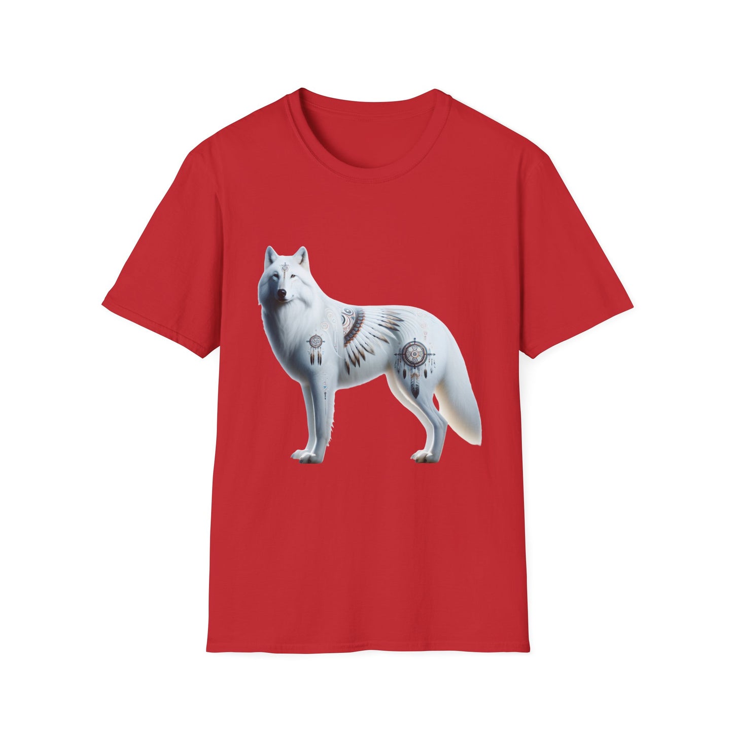 White Wolf-3. Native American Inspired / Unisex Graphic Tee Shirt - Global Warming Warrior Wear, "S.P.C." A Social Purpose Corporation