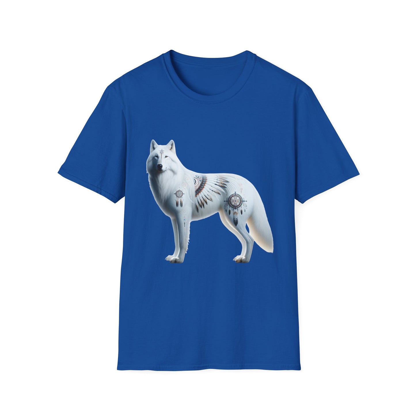 White Wolf-3. Native American Inspired / Unisex Graphic Tee Shirt - Global Warming Warrior Wear, "S.P.C." A Social Purpose Corporation