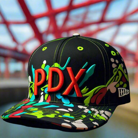 HATS-Streetwear-Cityscape.2: PDX-Portland-Abstract Colors - Global Warming Warrior Wear, "S.P.C." A Social Purpose Corporation   ZEBRA UNDERGROUND