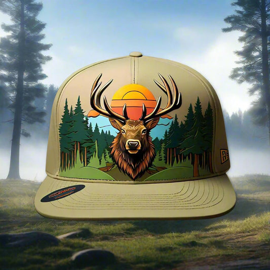 Hats-Nature & Animals.1: Elk-Sun-Forest - Global Warming Warrior Wear, "S.P.C." A Social Purpose Corporation   ZEBRA UNDERGROUND