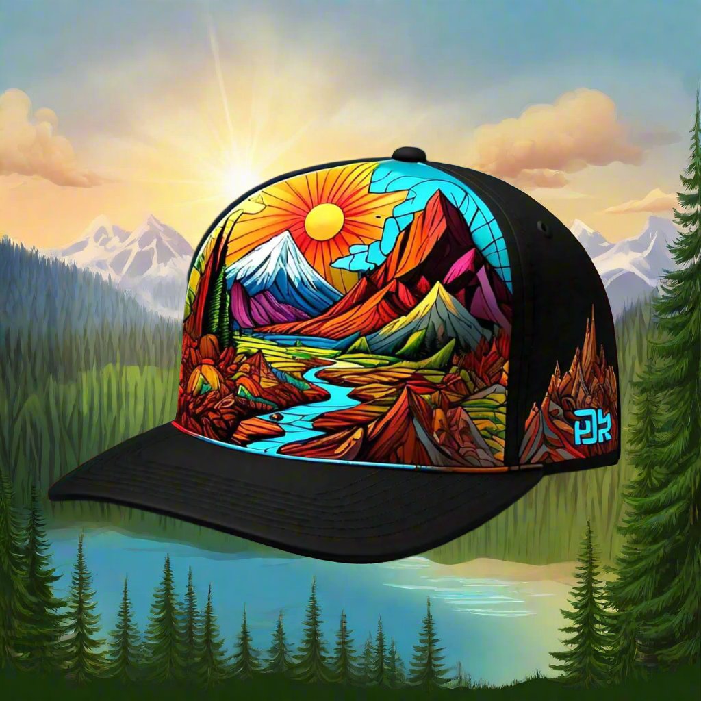 Hats-Nature & Animals.10: Sun-Mountains-River - Global Warming Warrior Wear, "S.P.C." A Social Purpose Corporation  