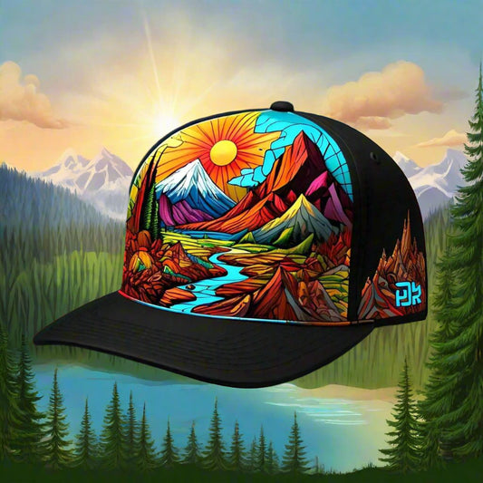 Hats-Nature & Animals.10: Sun-Mountains-River - Global Warming Warrior Wear, "S.P.C." A Social Purpose Corporation   ZEBRA UNDERGROUND