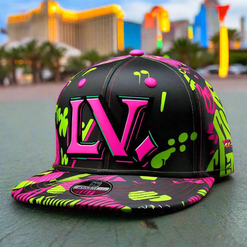 HATS-Streetwear-Cityscape.91: LV-Las Vegas-Abstract Neon - Global Warming Warrior Wear, "S.P.C." A Social Purpose Corporation  